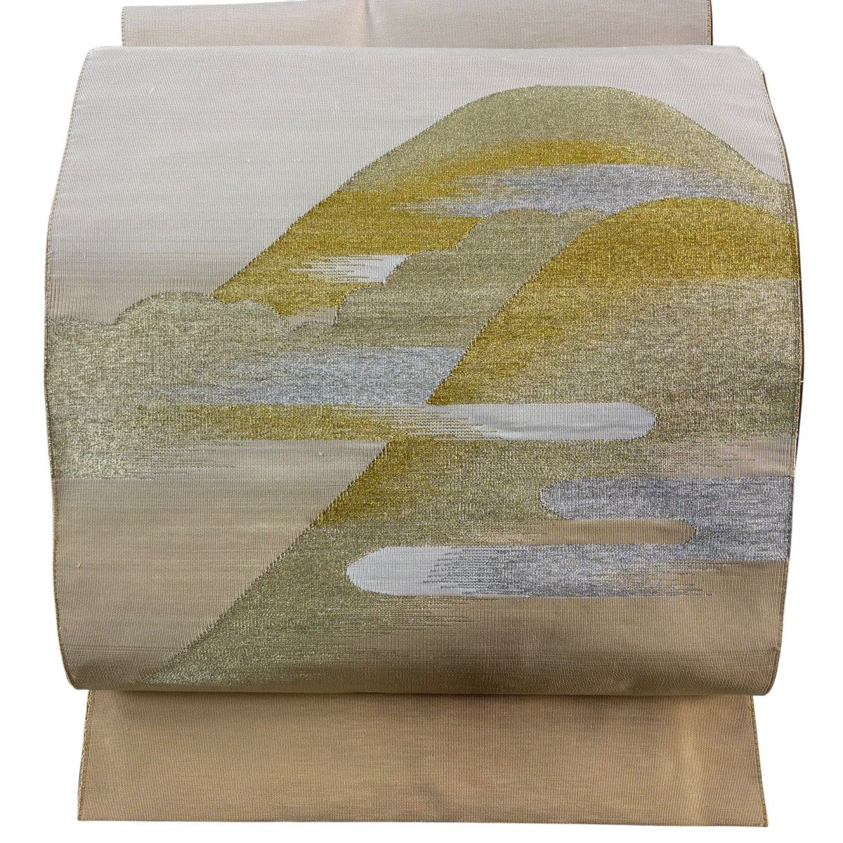 美品】 名古屋帯 秀品 松葉仕立て 八寸名古屋帯 雲文 ヱ霞 金銀糸