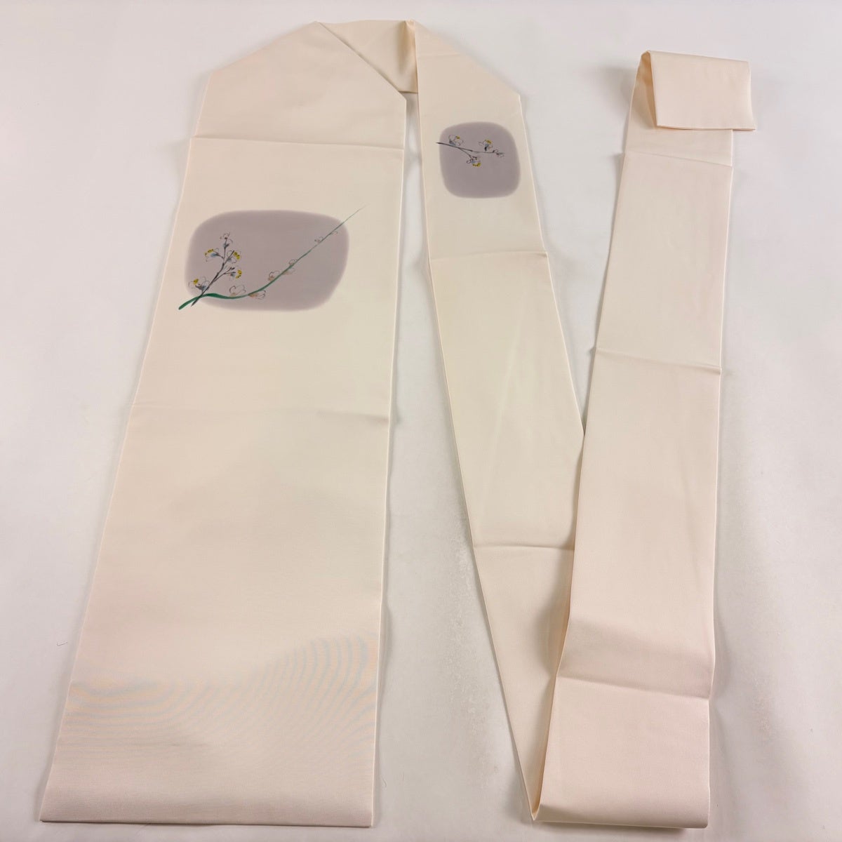 美品】 名古屋帯 秀品 鈴乃屋 枝梅 クリーム 正絹｜中古・古着
