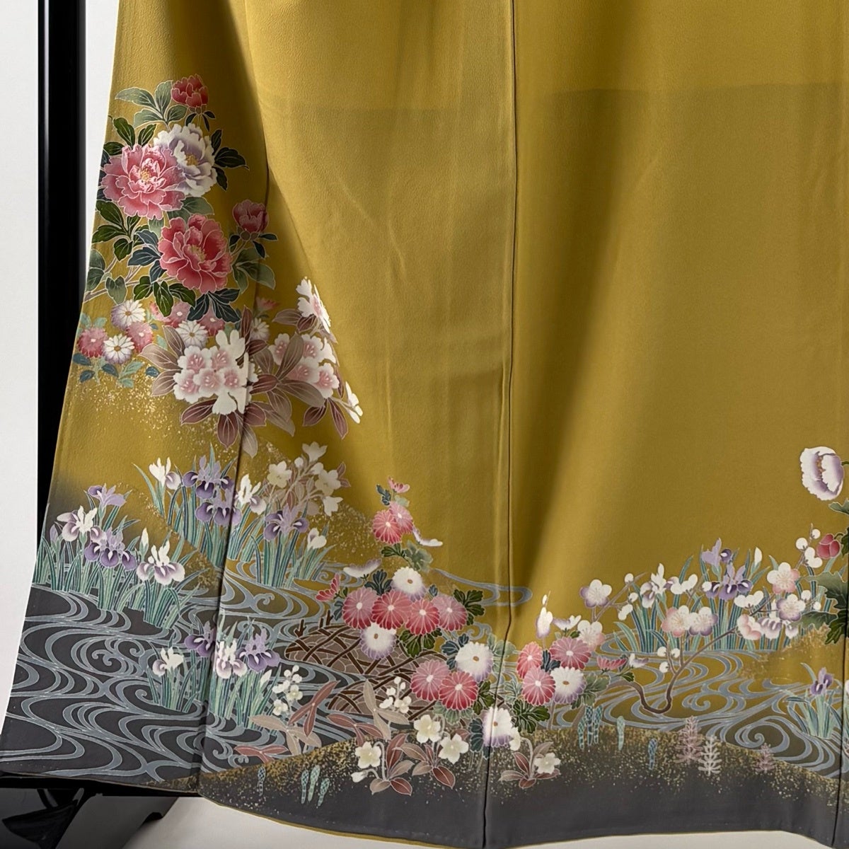 70%OFF 訪問着 身丈162.5cm 裄丈67cm M 袷 草花 流水 金彩 染め分け
