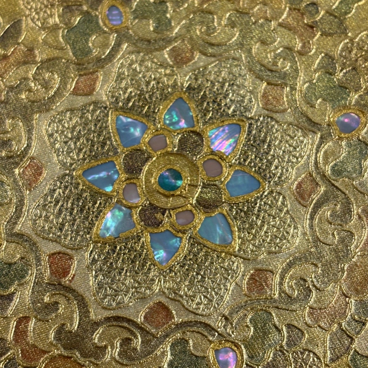 50%OFF 袋帯 名品 華文 花喰鳥 刺繍 金彩 金色 お太鼓柄 正絹 K50
