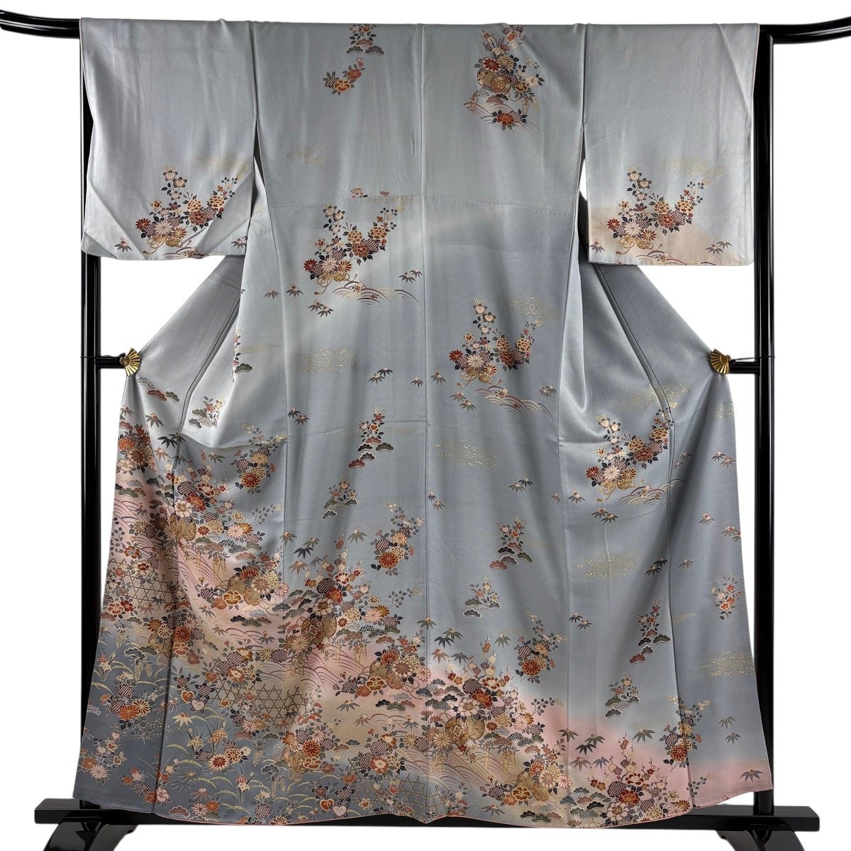 【着物】付下げ 作家物 落款入り 縮緬 誰が袖文 身丈約158cm 裄丈約65.5cm 24z-4320 美品】 付下げ 身丈158.5cm 裄丈63.5cm S 袷 落款あり 竹 流水 ぼかし