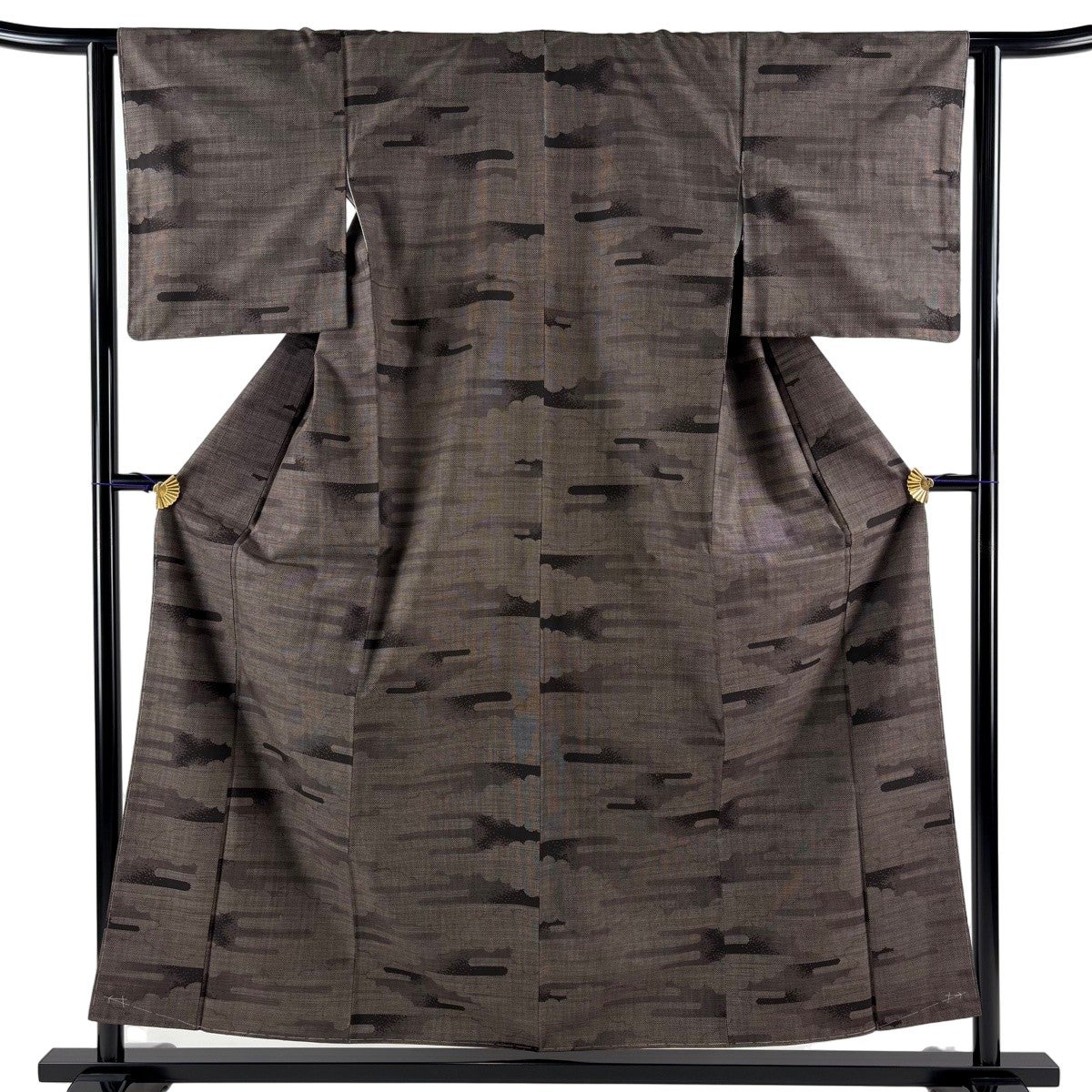 紬 身丈159.5cm 裄丈64cm M 袷 縞 緑 正絹 秀品｜中古・古着