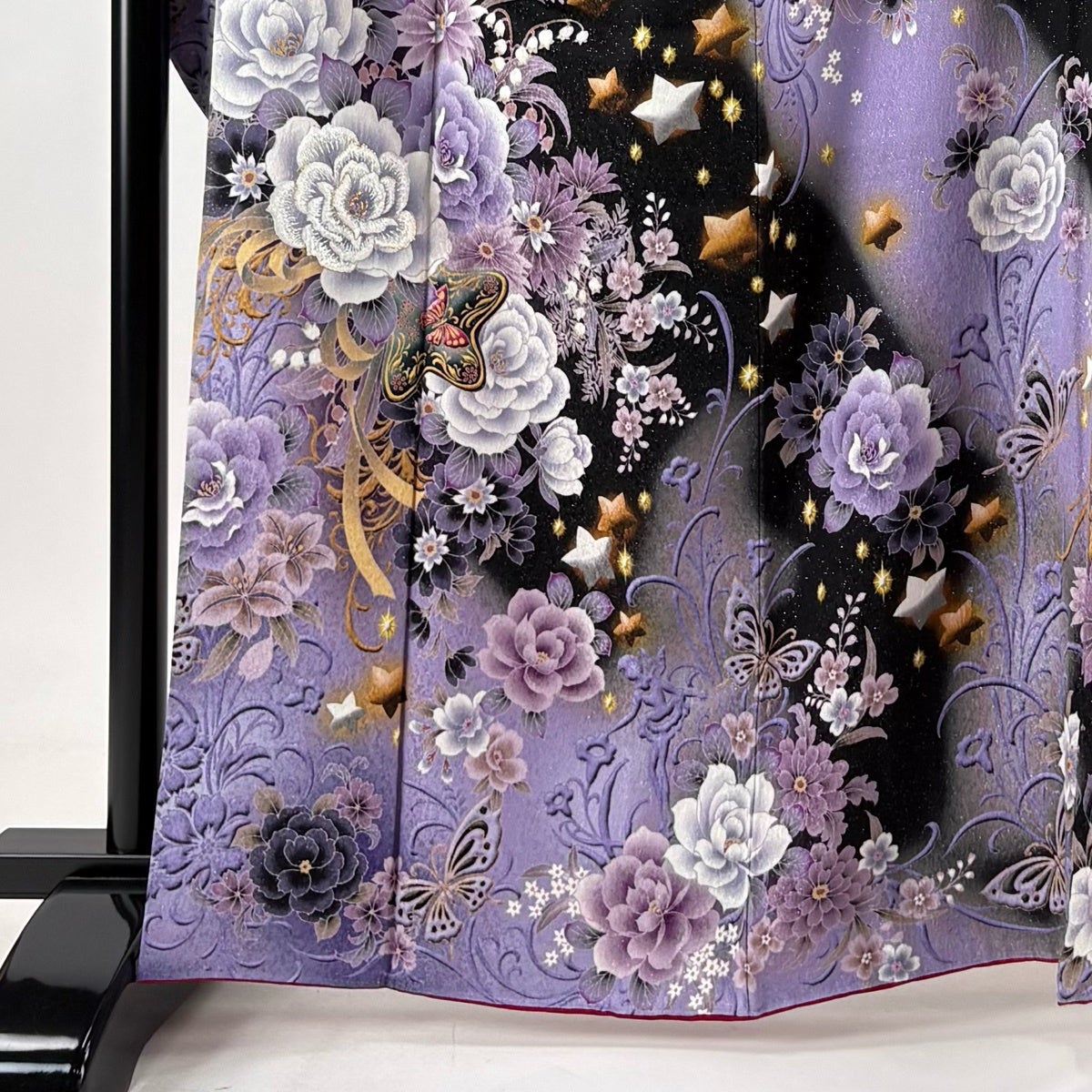 振袖 フルセット6点サイズM〜Ｌ駒刺繍　草花文　暈し染め　金銀彩　正絹 振袖セット 赤系 金色 桜 梅 花 鹿の子 松 絵羽柄 正絹 西陣織 パール