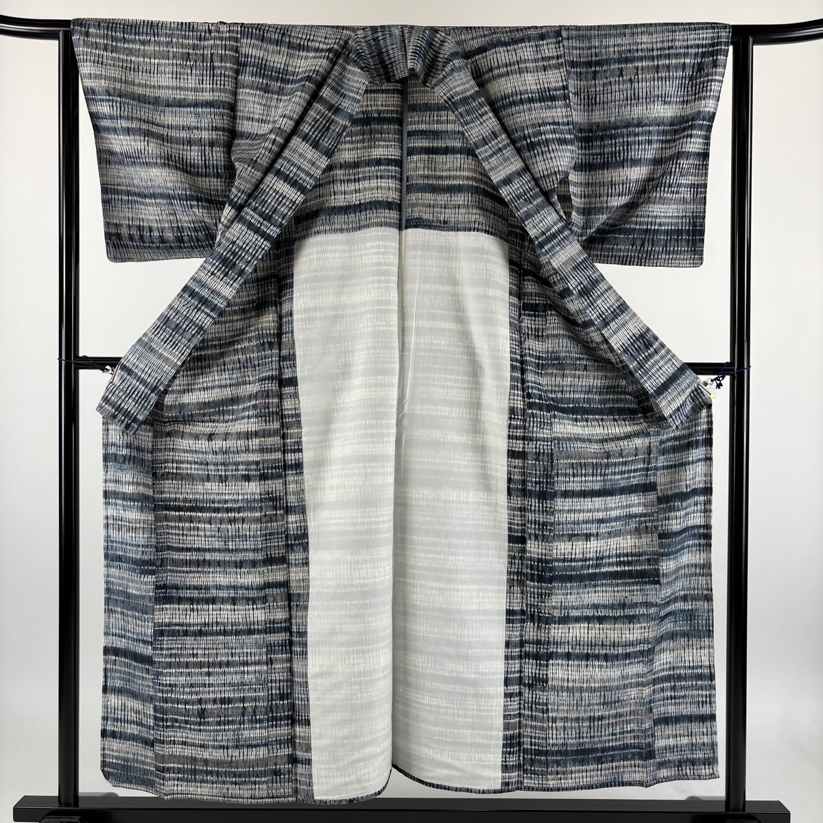 1163紬小紋 単品 小紋 身丈156.5cm 裄丈63cm S 袷 下平清人 型絵染 伊と幸 紬地 落款