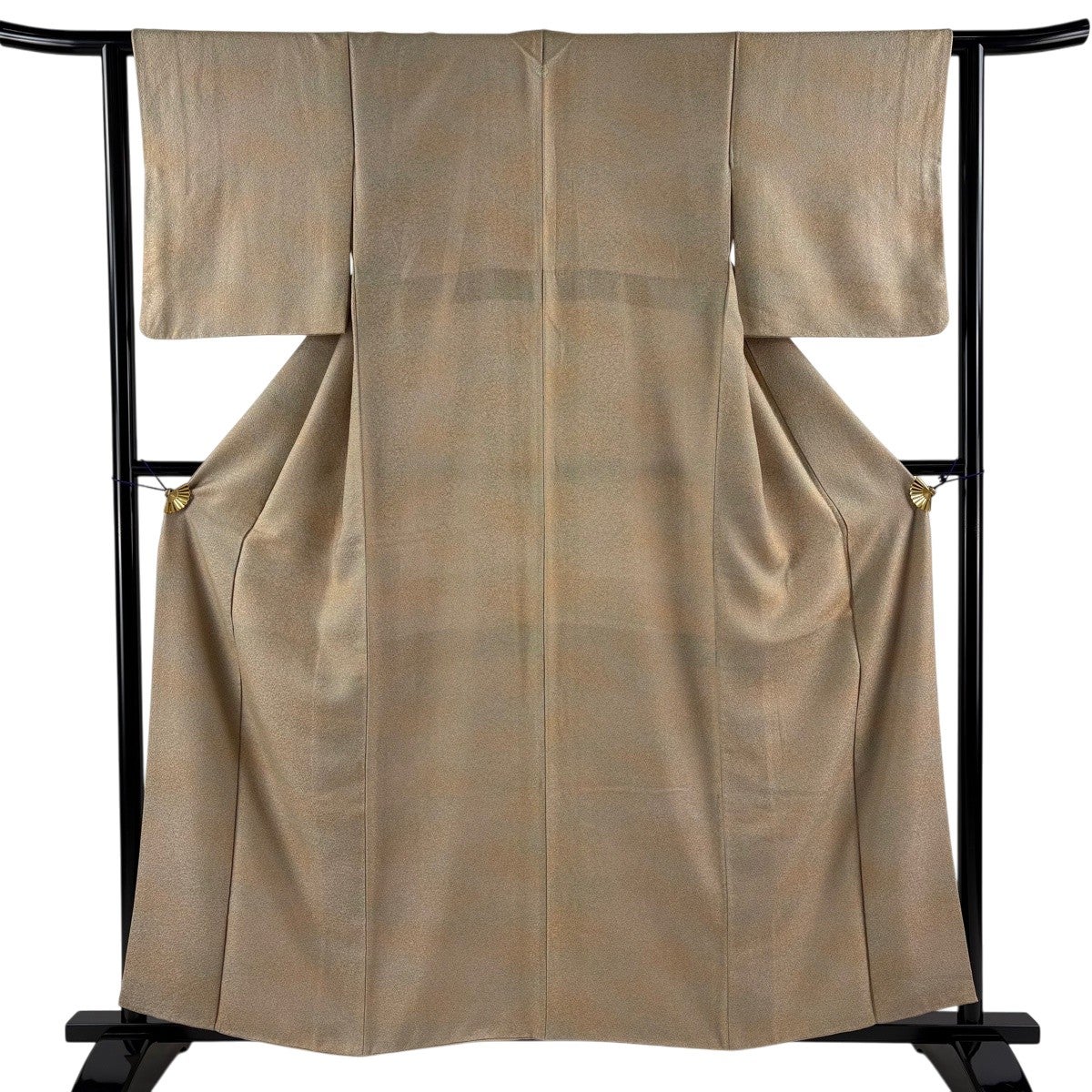 小紋 身丈156cm 裄丈62cm S 袷 ムジナギク 灰緑 正絹 優品｜中古・古着