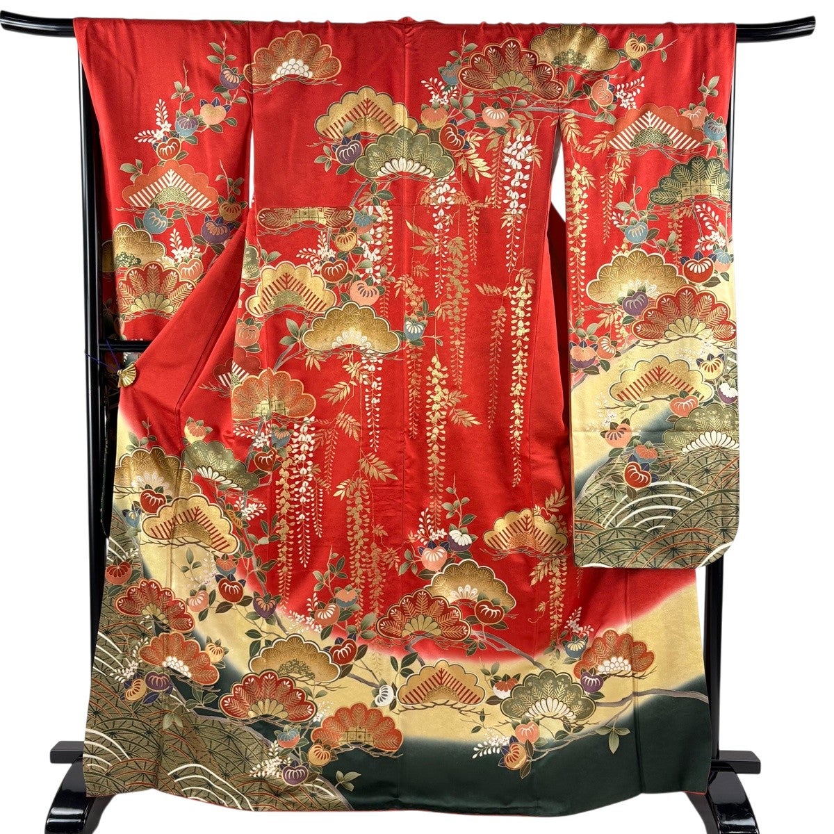 振袖 身丈161.5cm 裄丈62.5cm 正絹 秀品 【中古】 正絹濡れ描き友禅お振袖 ≪お仕立て上がり・中古品≫ 「水彩花」 幻想