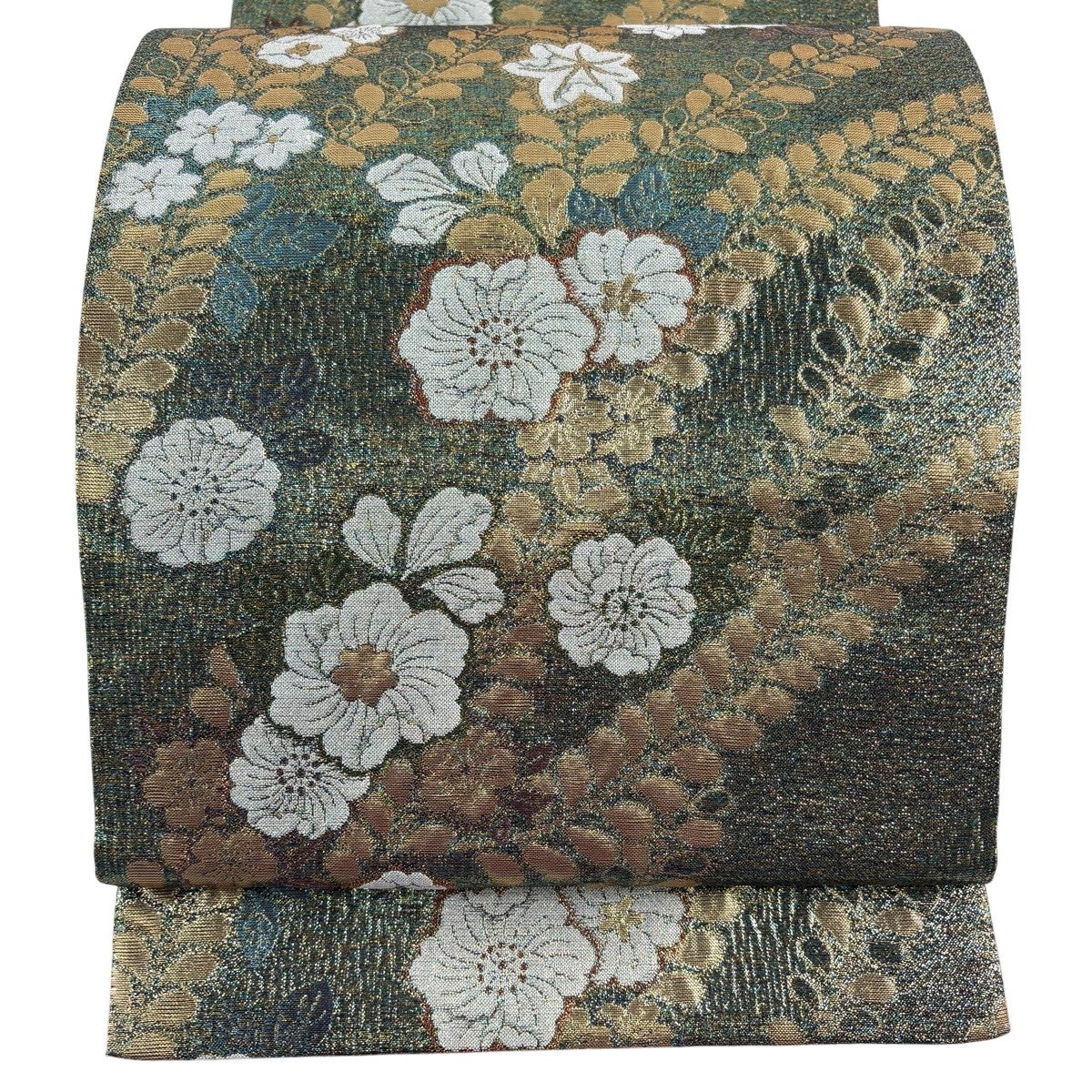 美品】 袋帯 秀品 辻が花柄 箔 緑 全通 正絹｜中古・古着・リサイクル