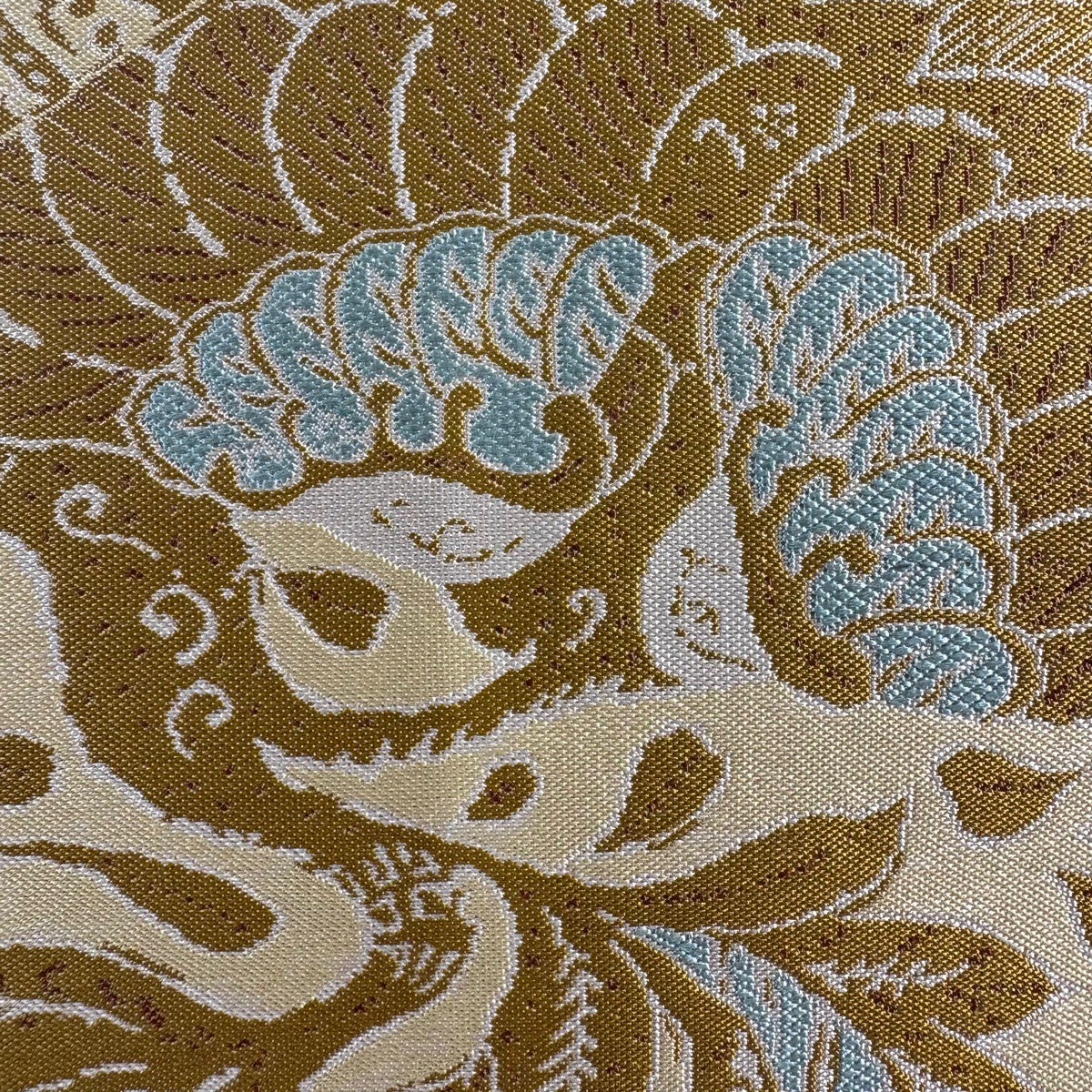 美品】 袋帯 秀品 草花 ジャワ更紗 紹巴 ベージュ 六通 正絹｜中古