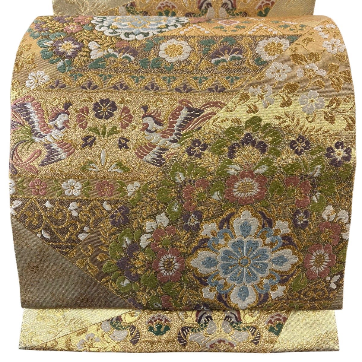 美品】 袋帯 秀品 華文 鳳凰 金糸 箔 薄紫 六通 正絹｜中古・古着