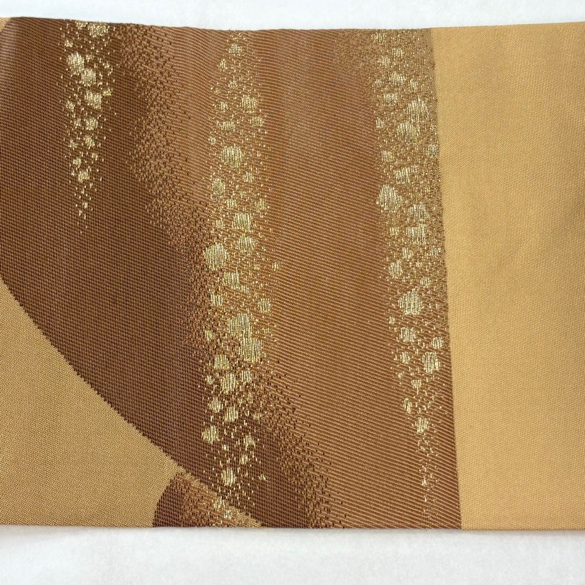 美品】 名古屋帯 優品 山並み 七宝 金糸 茶色 正絹｜中古・古着