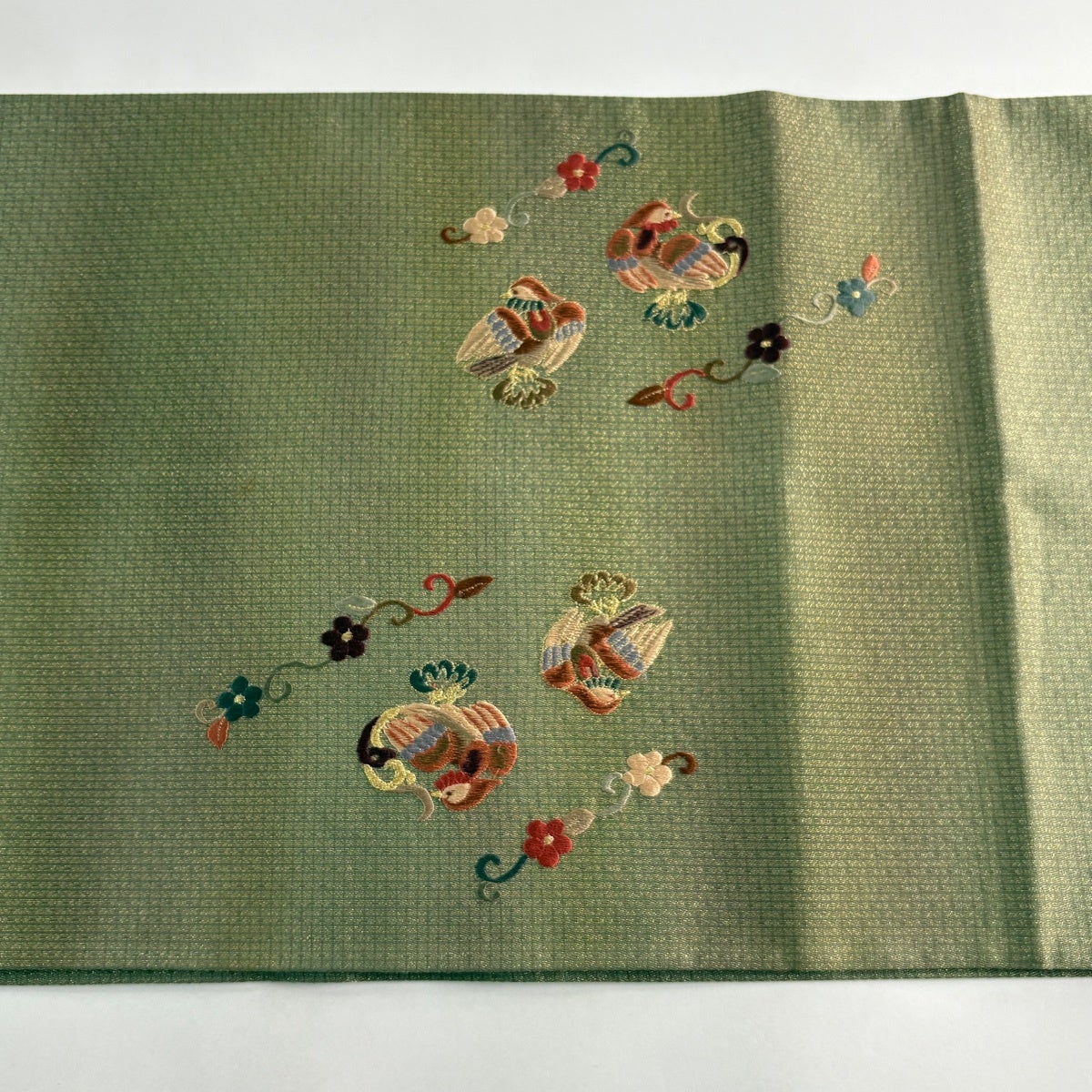 袋帯 美品 秀品 お太鼓柄 華文 正絹 中古 墨色 箔 金糸 逸品 草花 金彩