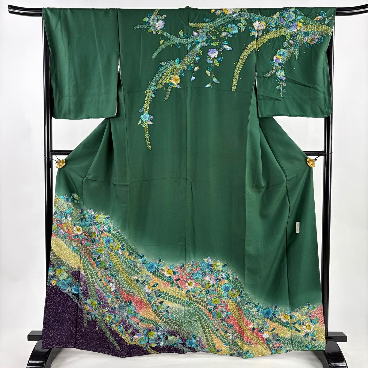 在庫一掃】 訪問着 身丈156.5cm 裄丈65cm M 袷 落款あり 辻が花柄 金彩