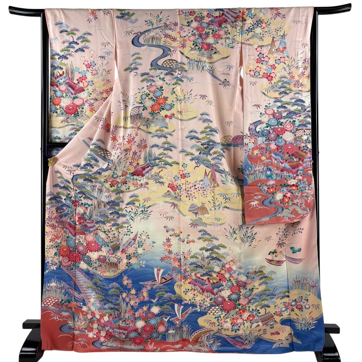 振袖 美品 名品 身丈171cm 裄丈65cm 正絹 【中古】 美品 振袖 身丈156cm 裄丈67.5cm L 袷 桂由美 やまと 落款あり 御所車