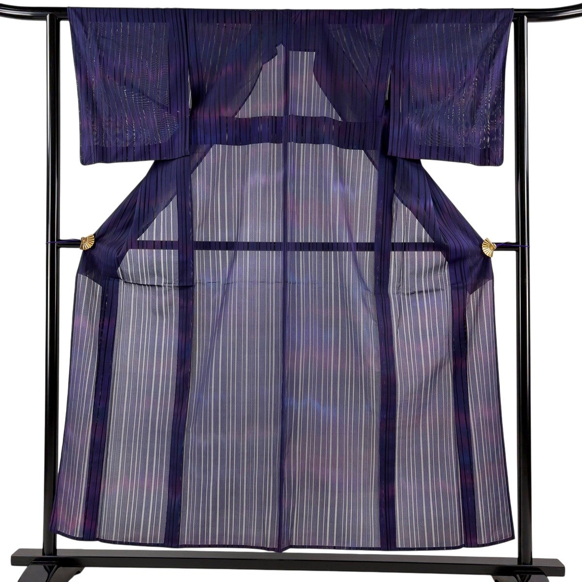 小紋 身丈166cm 裄丈67cm 正絹 名品 【中古】 小紋 身丈166cm 裄丈67cm M 薄物 花唐草 七宝 ぼかし 茶緑色 正絹 名品