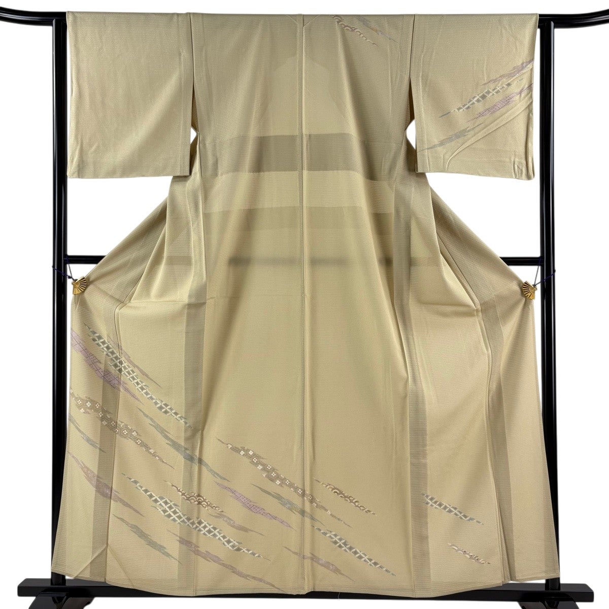 訪問着 美品 逸品 身丈159cm 裄丈68cm 正絹 【中古】 訪問着 身丈159cm 裄丈67cm M 袷 短冊 笹 箔 金彩 濃紫 正絹 秀品