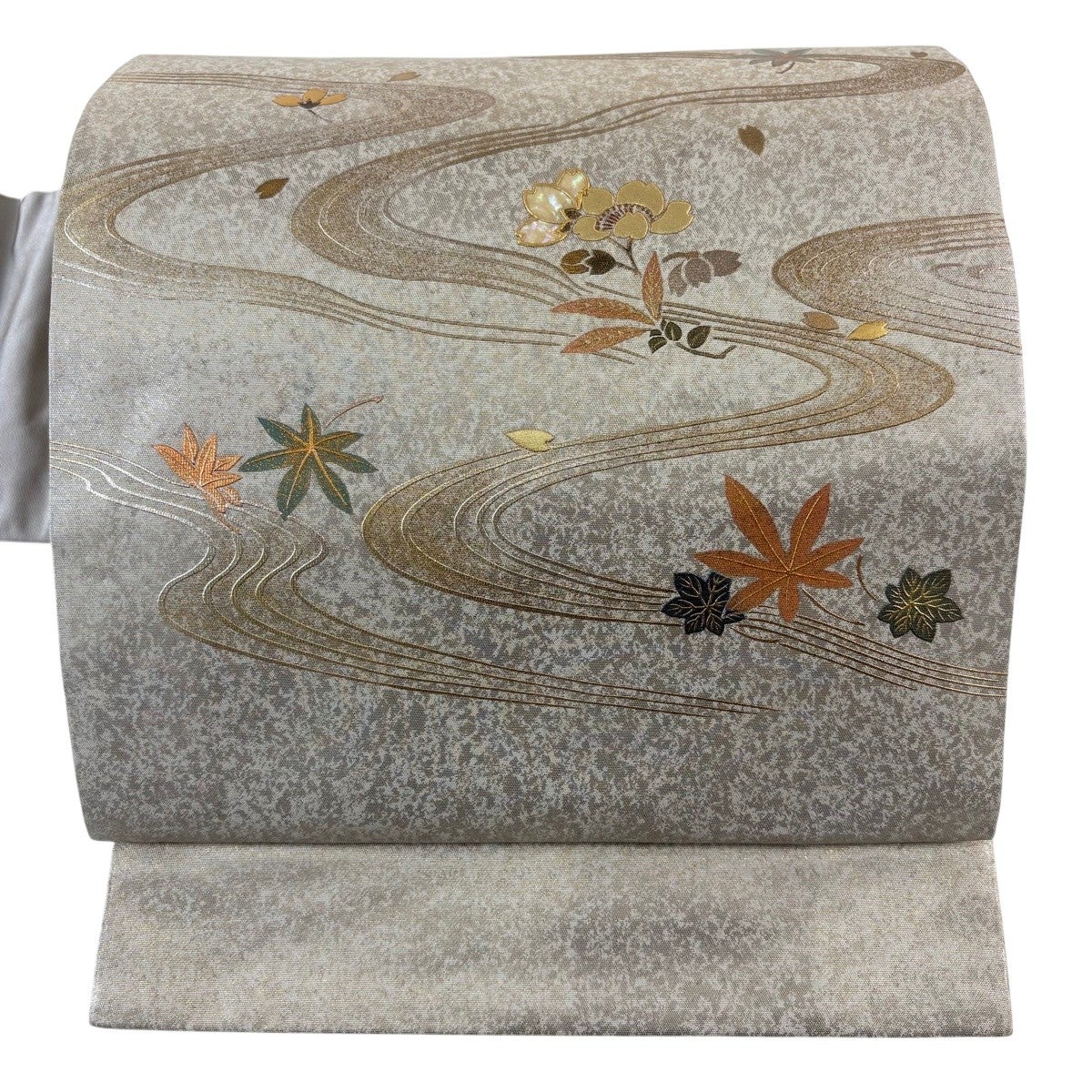 名古屋帯　茶濃淡　グリーン　ゴールド　花　螺鈿　T549 名古屋帯 茶濃淡 グリーン ゴールド 花 螺鈿 T549 - メルカリ