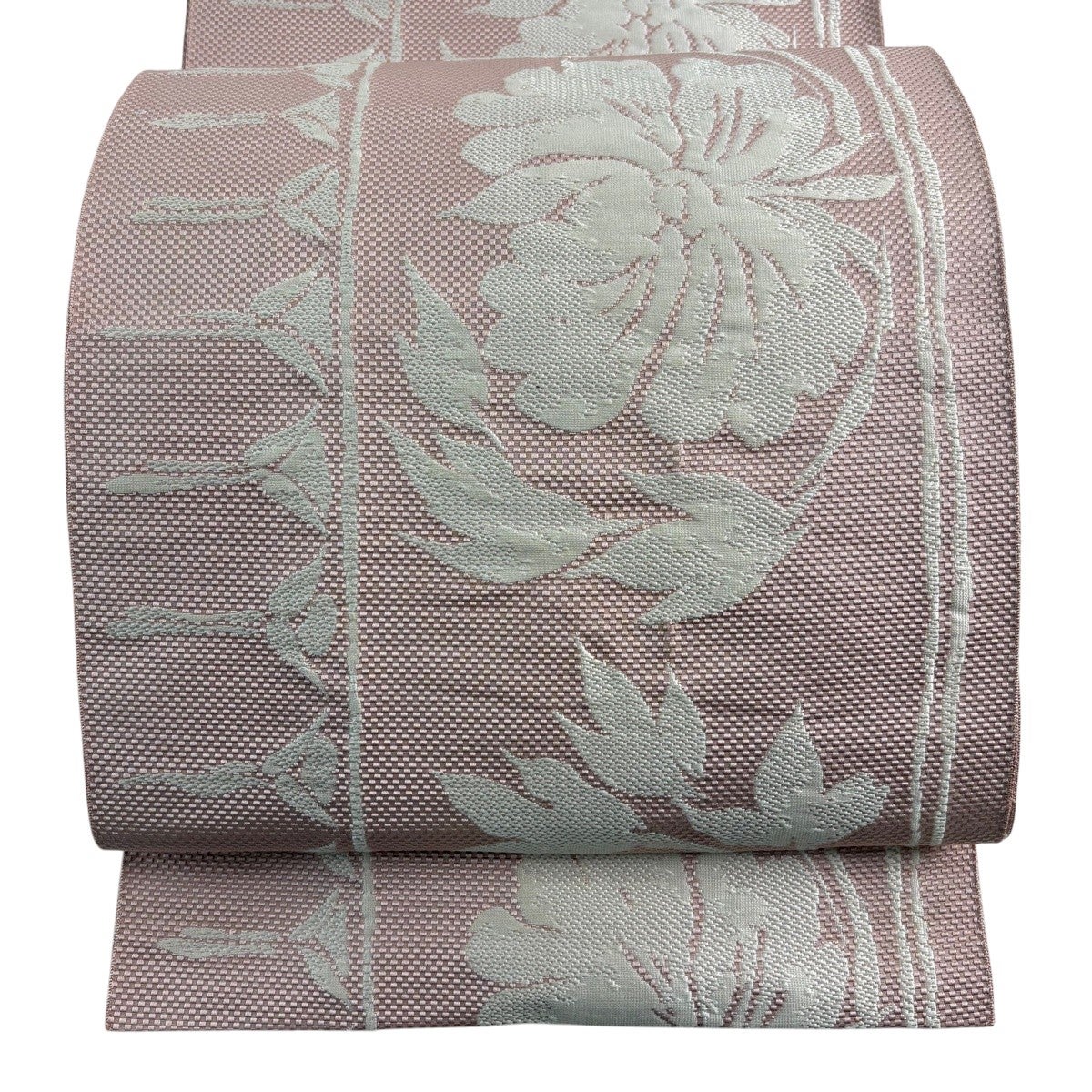 美品】 名古屋帯 秀品 松葉仕立て 八寸名古屋帯 紬地 縞 幾何学模様 焦 
