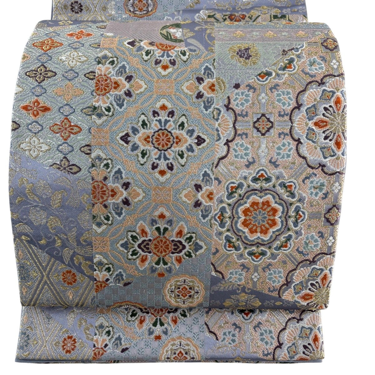 美品】 袋帯 秀品 華文 花唐草 金糸 刺繍 クリーム 六通 正絹｜中古