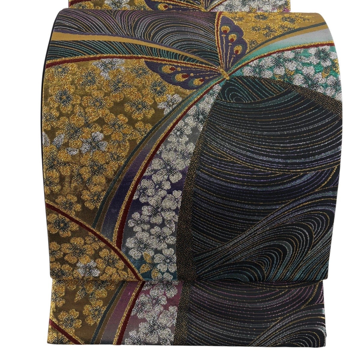 美品】 袋帯 名品 鳥龍雲気文 金糸 黒 六通 正絹｜中古・古着