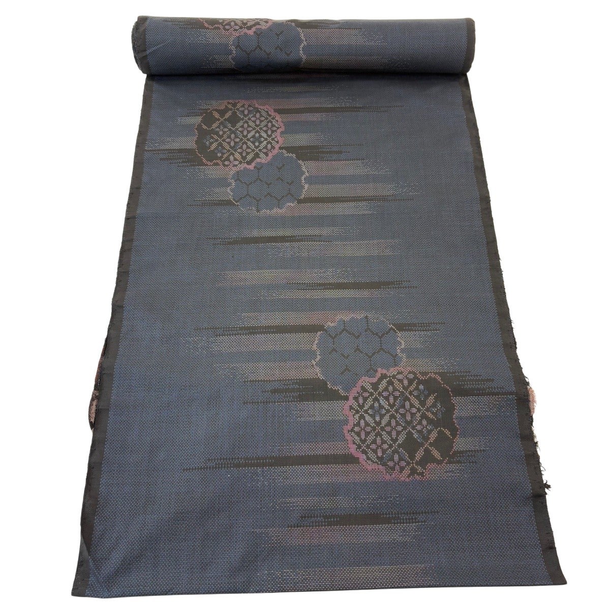 30%OFF 反物 秀品 大島紬 証紙 幾何学 紺色 正絹 K30｜中古・古着