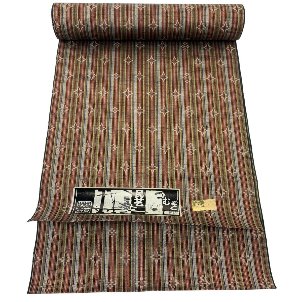 紬 美品 秀品 164cm 68cm 正絹 【中古】 反物 秀品 紬 縞 青灰色 正絹｜中古・古着・リサイクル着物通販