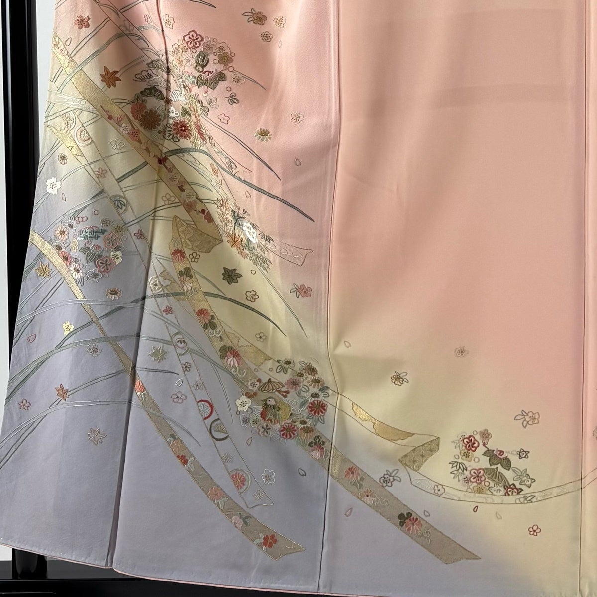 50%OFF 付下げ 身丈158.5cm 裄丈62cm S 袷 花丸文 蔓帯 金糸 刺繍 薄