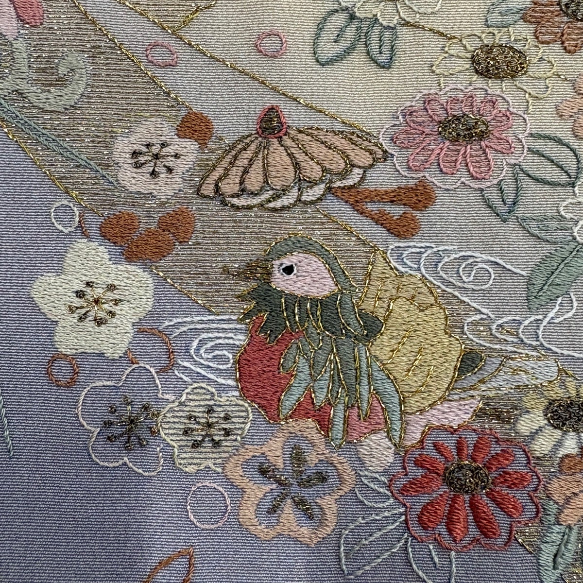 付下げ 身丈158.5cm 裄丈62cm S 袷 花丸文 蔓帯 金糸 刺繍 薄ピンク