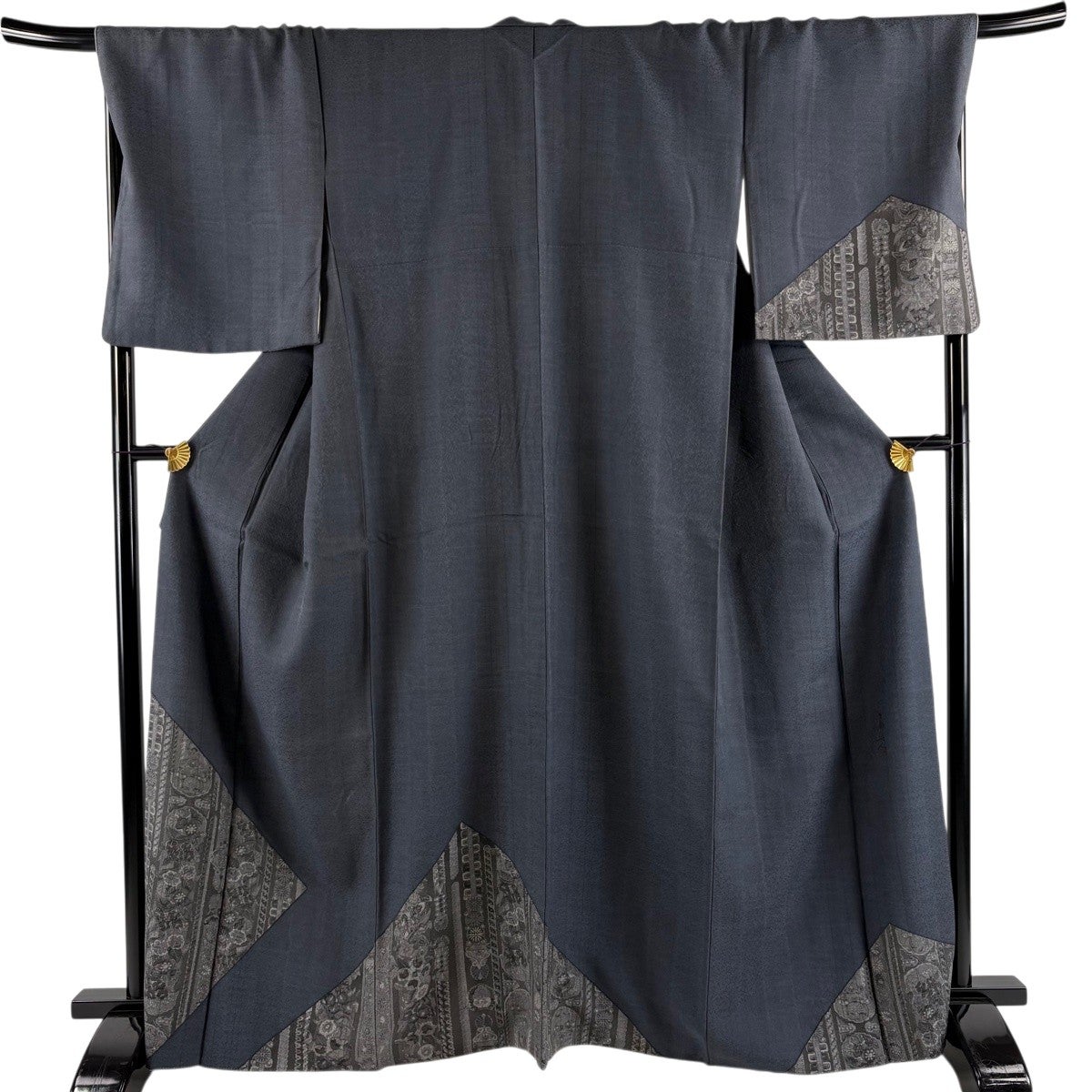 50%OFF 【美品】 名古屋帯 逸品 山岡古都 草花 縞 茶色 正絹 K50｜中古