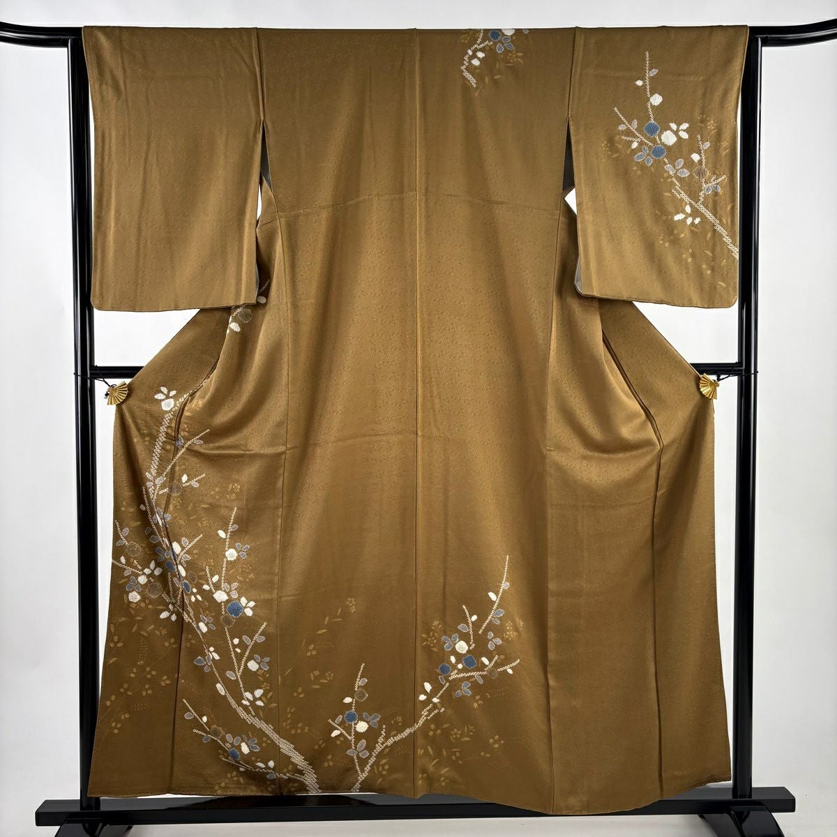 訪問着 身丈156cm 裄丈64cm M 袷 辻が花 金彩 絞り からし色 正絹 名品