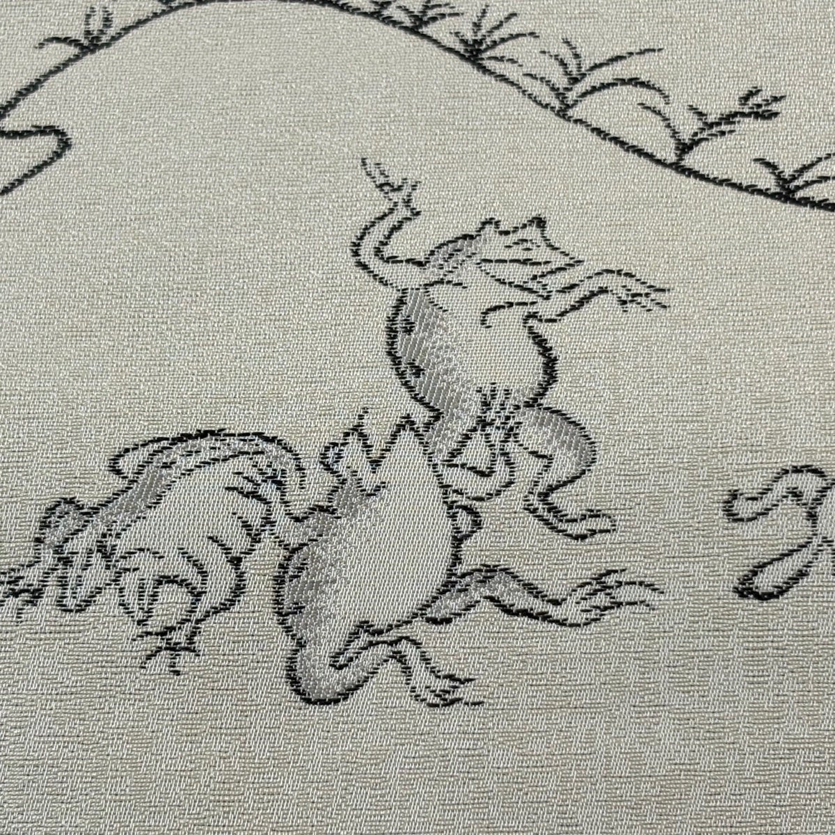 名古屋帯 逸品 鳥獣戯画 灰白 正絹｜中古・古着・リサイクル着物通販
