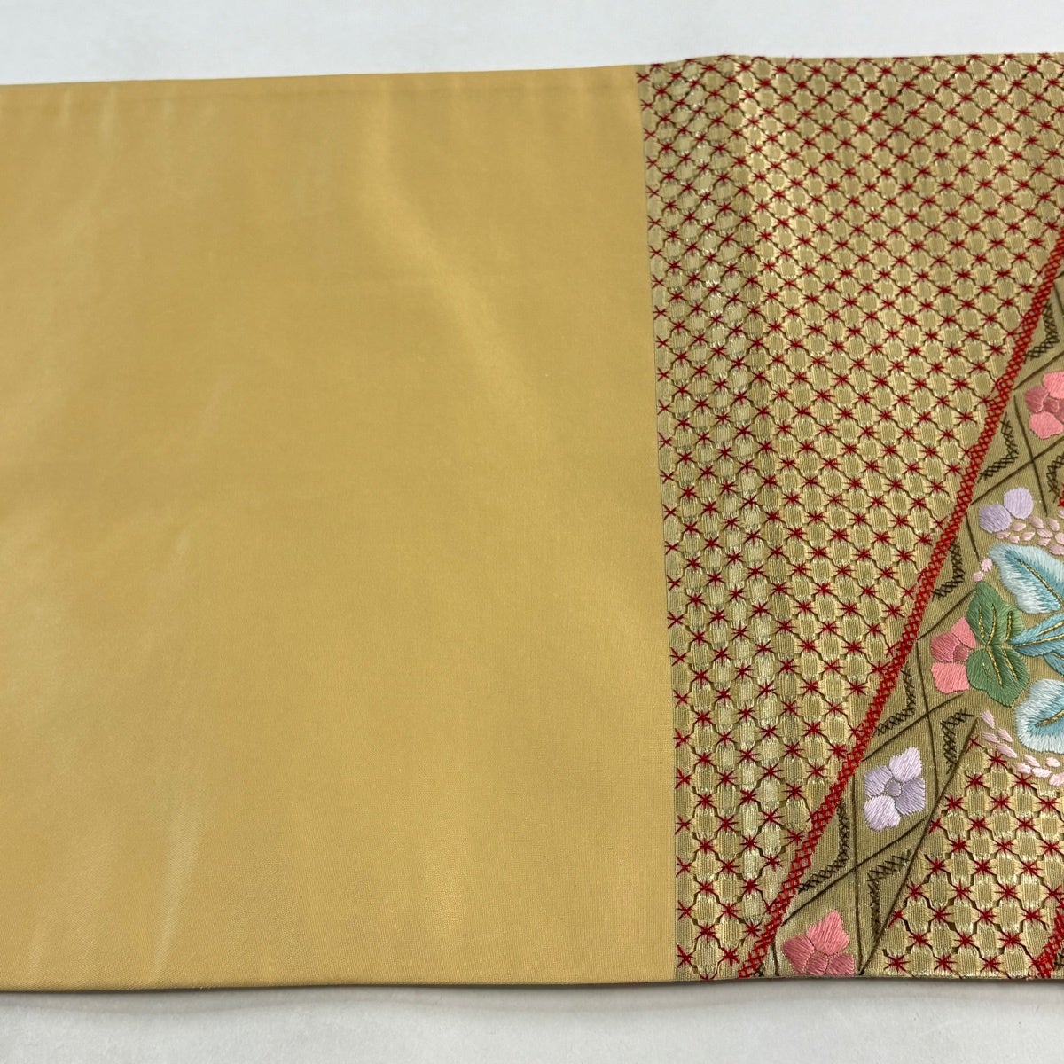 袋帯 逸品 華文 花鳥 刺繍 金銀糸 金色 六通 正絹｜中古・古着