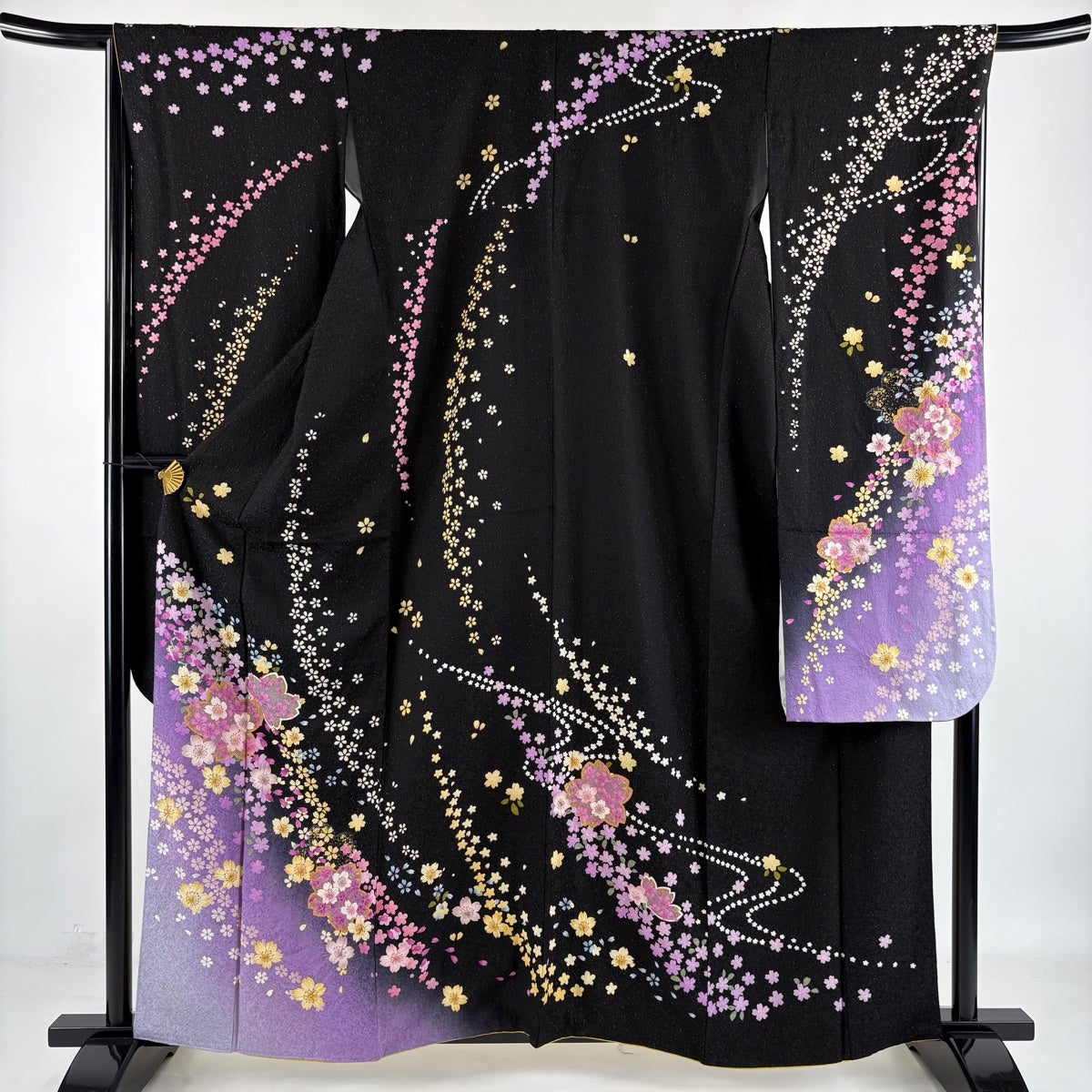 鈴乃屋　しだれ桜振袖袋帯セット　丸洗い済み 美品】 振袖 身丈161.5cm 裄丈66cm M 袷 袋帯フルセット 鈴乃屋 桜