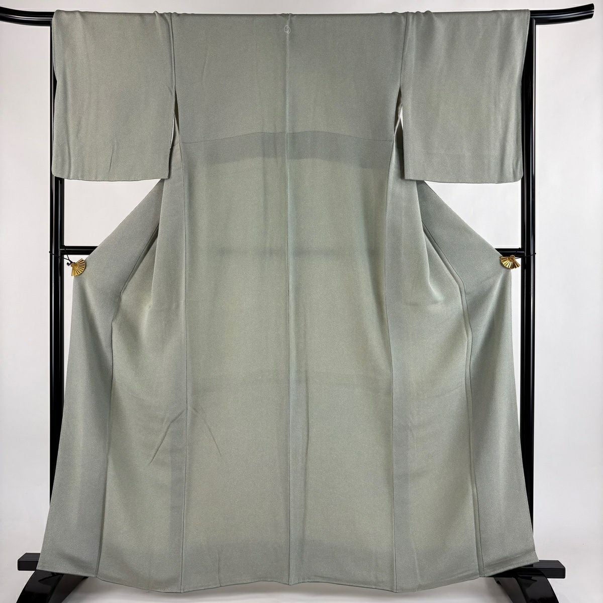 江戸小紋 身丈162.5cm 裄丈67cm M 袷 落款あり 万筋 薄緑 正絹 名品 一