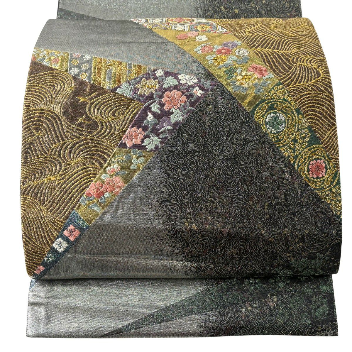 袋帯 秀品 華文 桜 刺繍 金糸 銀色 六通 正絹｜中古・古着