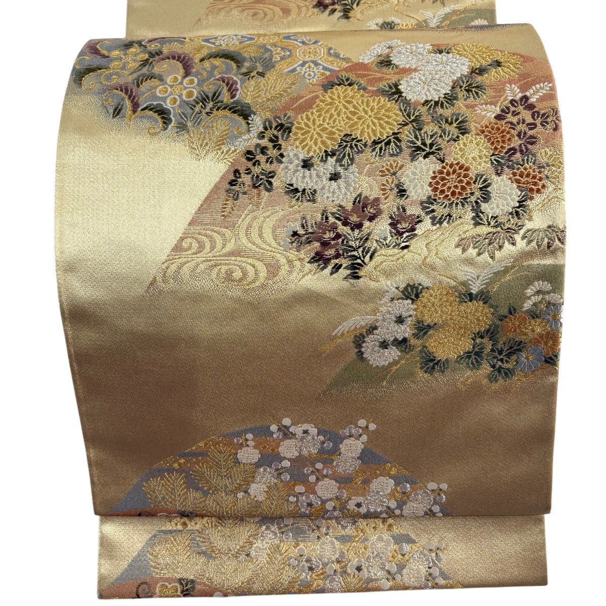 袋帯 秀品 松竹梅 疋田 金糸 箔 山吹色 六通 正絹｜中古・古着