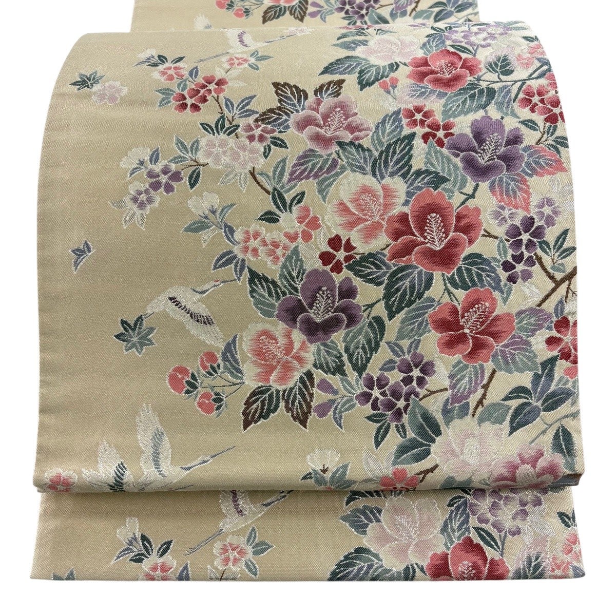 西陣 京都 袋帯 楽天市場】【新古品】 袋帯　正絹　ベージュ系　超美品 正絹 ラメ糸 黒地 未使用 着物・浴衣