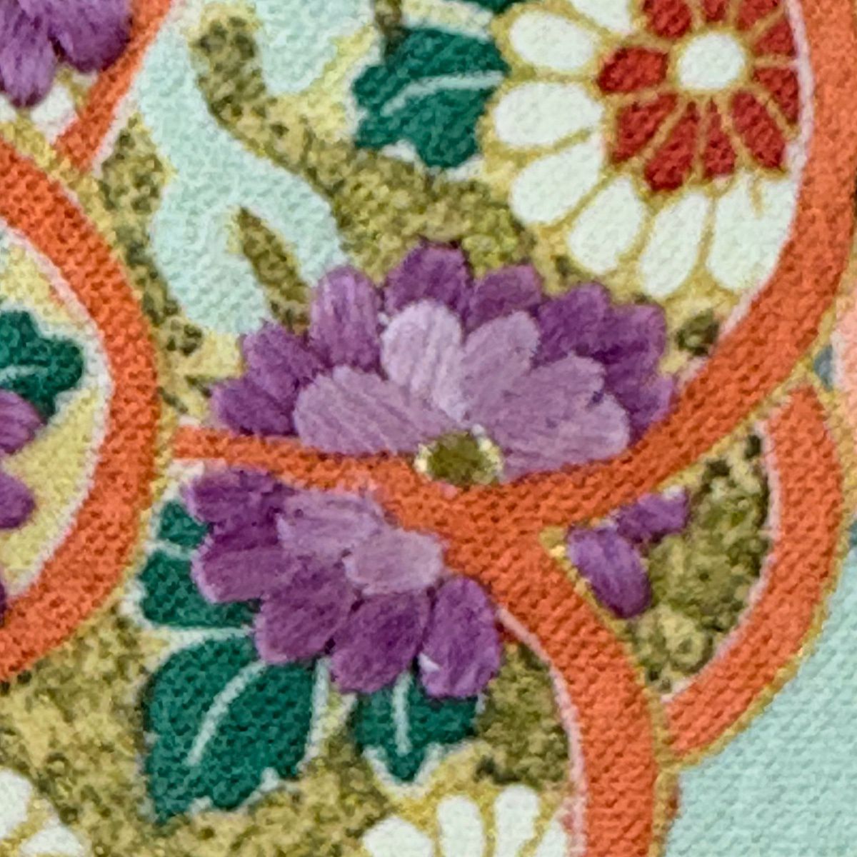 付下げ 身丈164.5cm 裄丈69.5cm L 袷 帝王紫 落款あり 梅 几帳 刺繍