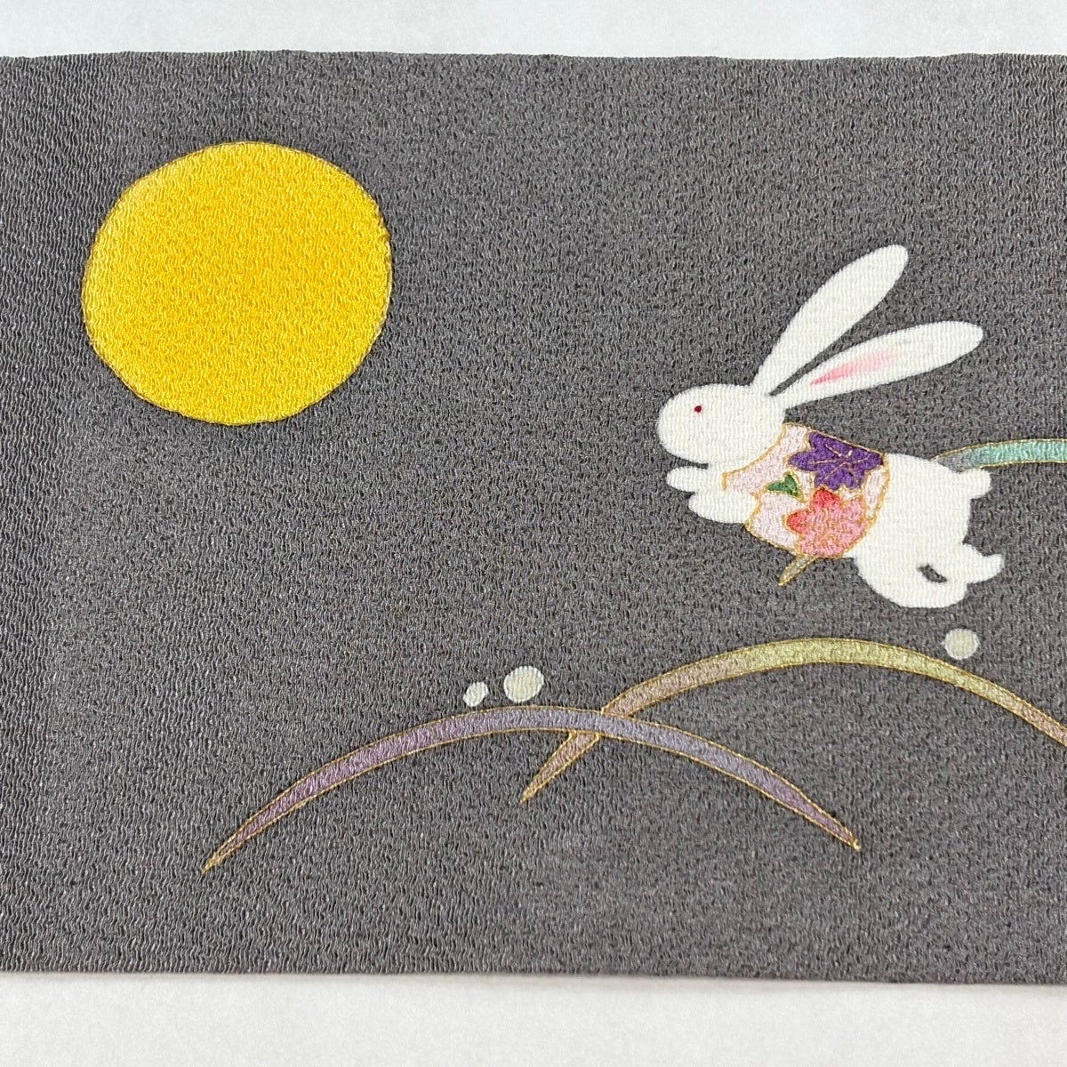 20%OFF 【美品】 名古屋帯 逸品 月 うさぎ 金彩 灰茶 正絹 K30｜中古