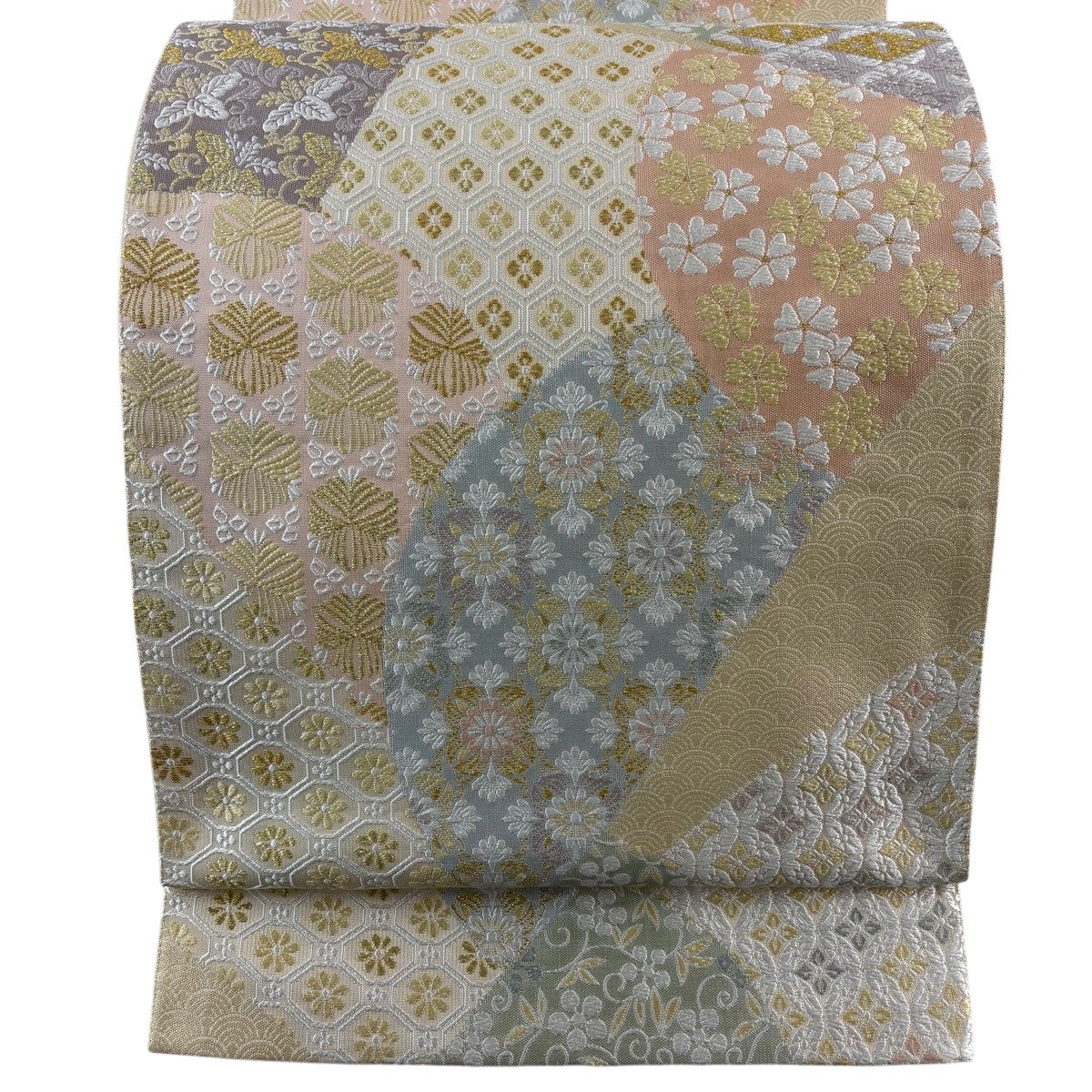 y*y様 袋帯　有職模様　美品 美品】 袋帯 名品 有職文様 花 金糸 ベージュ 六通 正絹｜中古・古着