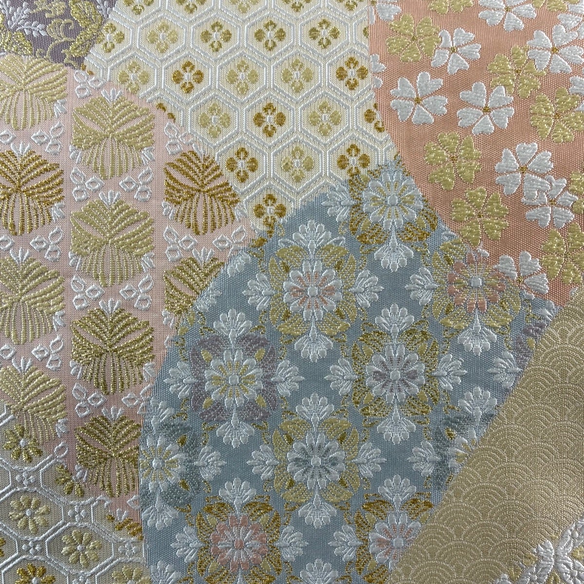 y*y様 袋帯　有職模様　美品 美品】 袋帯 名品 有職文様 花 金糸 ベージュ 六通 正絹｜中古・古着