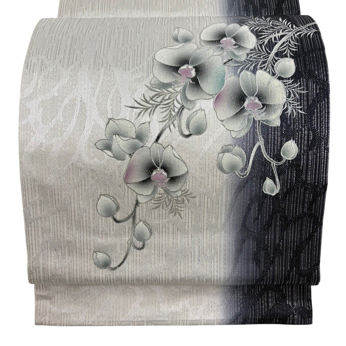 50%OFF 袋帯 名品 落款あり 花唐草 螺鈿 箔 小豆色 お太鼓柄 正絹 K50