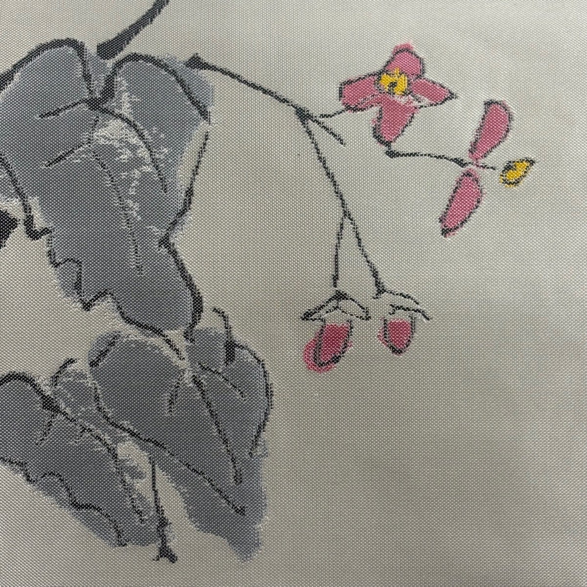 美品】 名古屋帯 優品 落款あり 枝花 灰色 正絹｜中古・古着