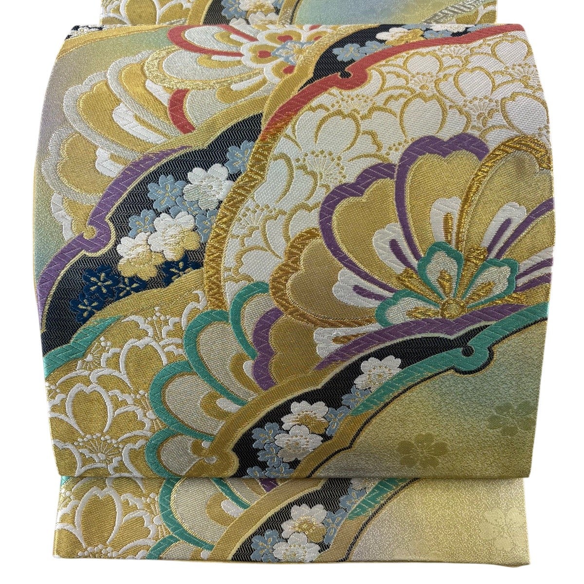名古屋帯 名品 桜 雪輪 ぼかし 紫 正絹|中古・古着・リサイクル着物 名古屋帯 名品 桜 雪輪 ぼかし 紫 正絹|中古・古着・リサイクル着物