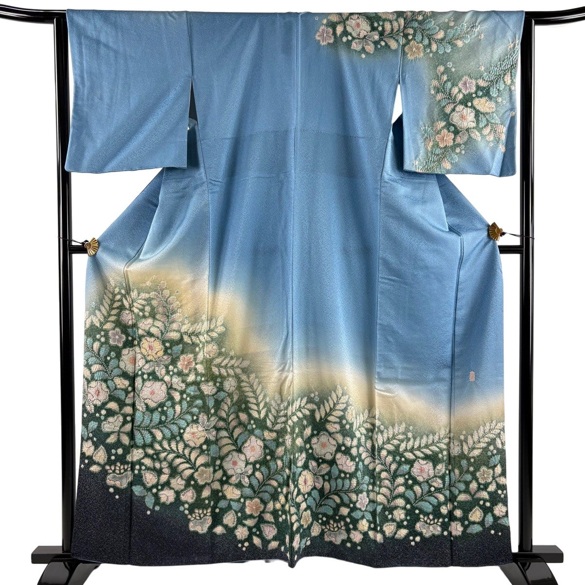 染め分け 金通し 訪問着 訪問着 着物 正絹 袷 金駒刺繍 金彩 染め分け地 四季の花 春 秋 冬