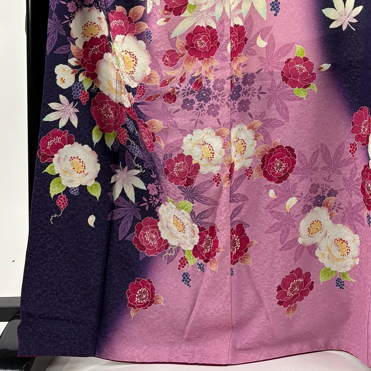 美品】 振袖 身丈168cm 裄丈71.5cm L 袷 やまと 牡丹 桜 銀通し