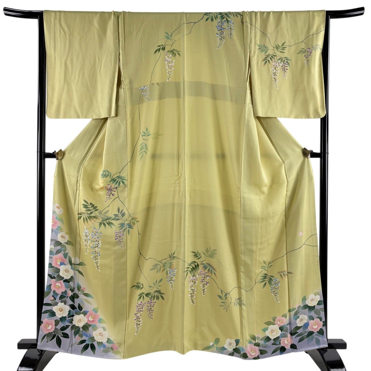 振袖 身丈168.5cm 裄丈66cm 正絹 秀品 【中古】 振袖 身丈168.5cm 裄丈69.5cm L 袷 草花 染め分け ぼかし 黄色 正絹 秀