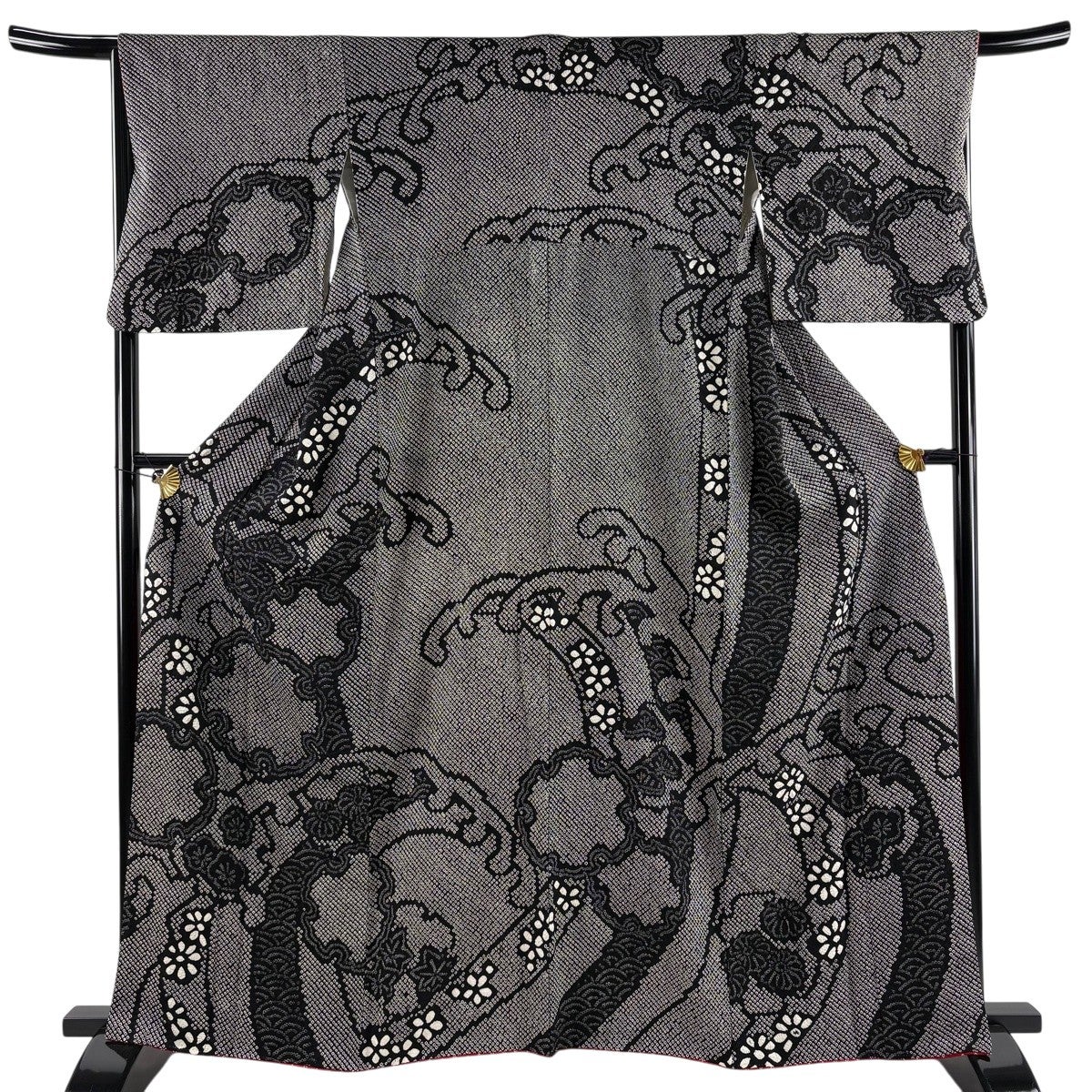訪問着 身丈157cm 裄丈63cm S 袷 菊 総絞り 赤 正絹 秀品｜中古・古着