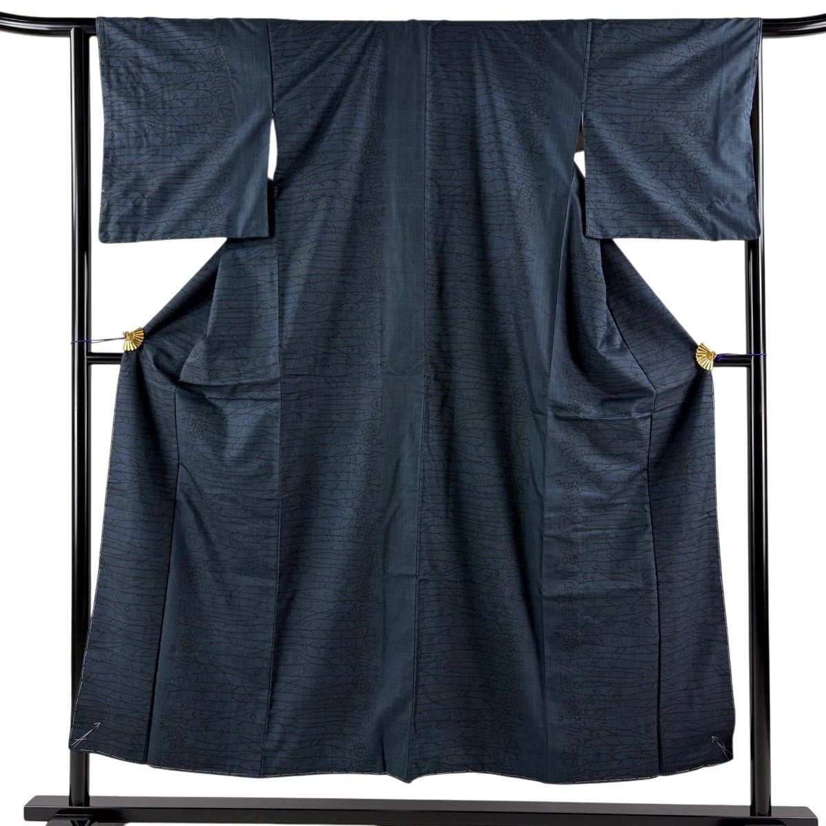 紬 身丈158cm 裄丈65cm M 袷 幾何学模様 クリーム 正絹 優品｜中古