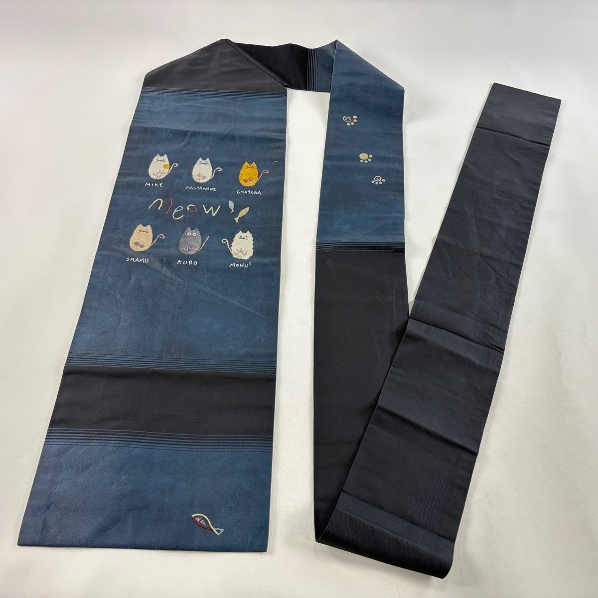 最終価格】 70%OFF 名古屋帯 逸品 落款あり 伝統工芸士白井功 猫 魚