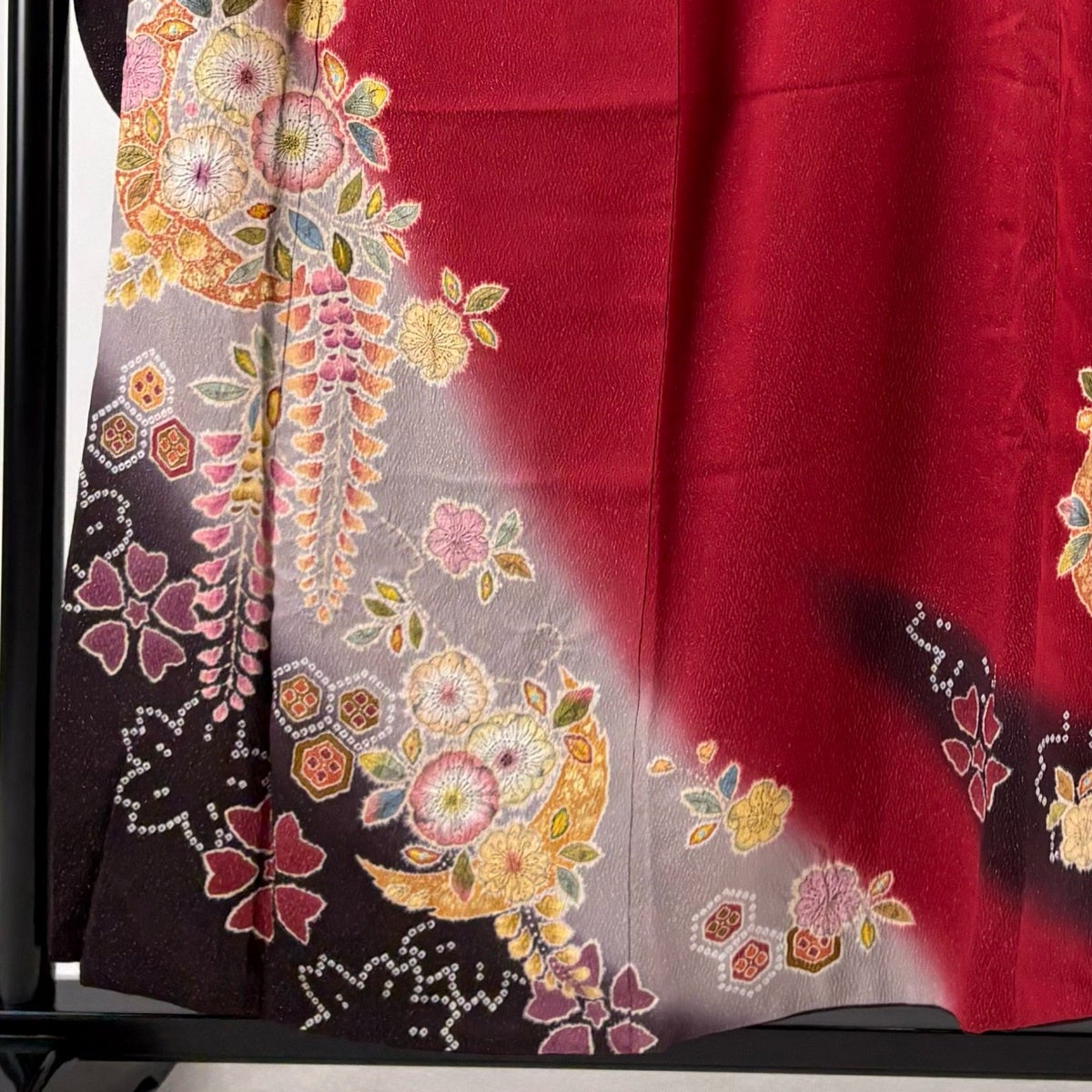 美品】 振袖 身丈157.5cm 裄丈62cm S 袷 徳永憲峯 落款あり 辻が花 銀